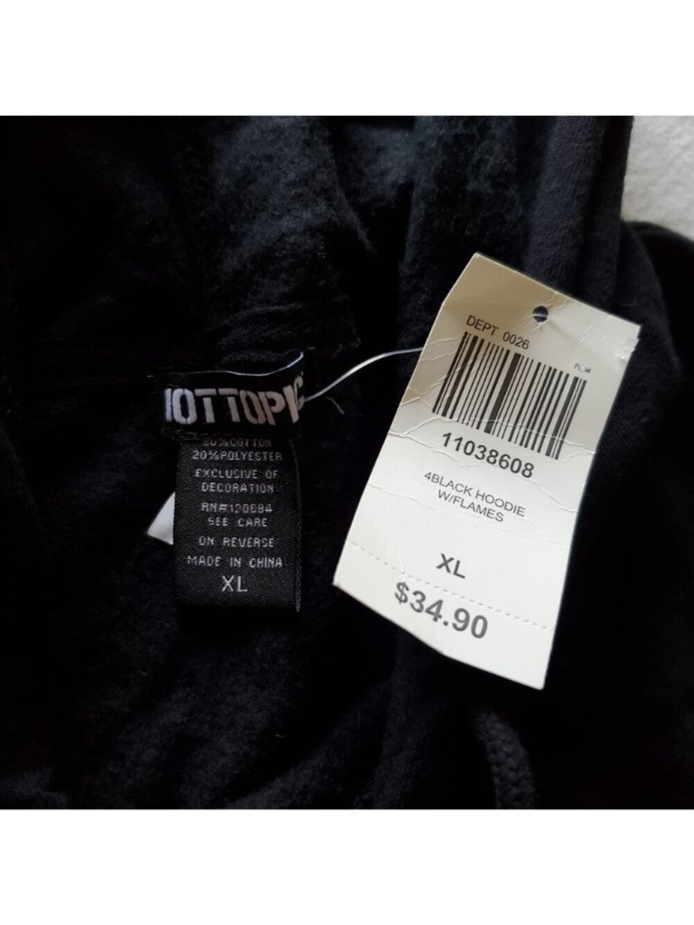 Hot Topic Black Hoodie Flame Sleeve XL Womens Pullover Cropped Shorter Length - Picture 3 of 10